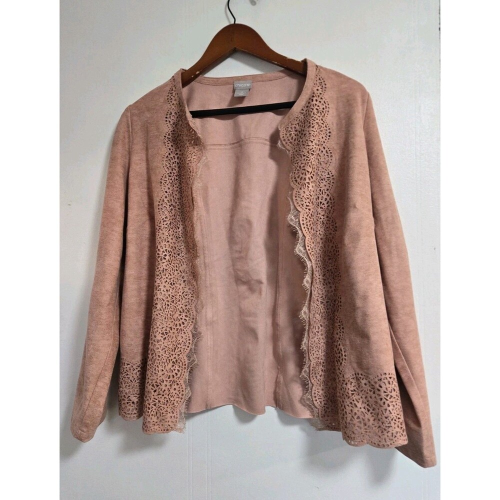 Chico Jacket‎ Womens 4/6 Faux Suede Leather Pink Open Fairy Blazer Western